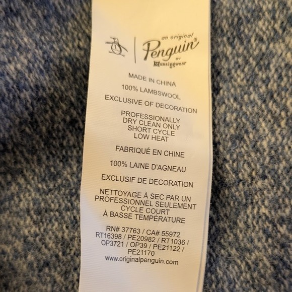 Original Penguin by Munsingwear Blue Sweater Men's Large Lambswool Crew Neck - Picture 7 of 9